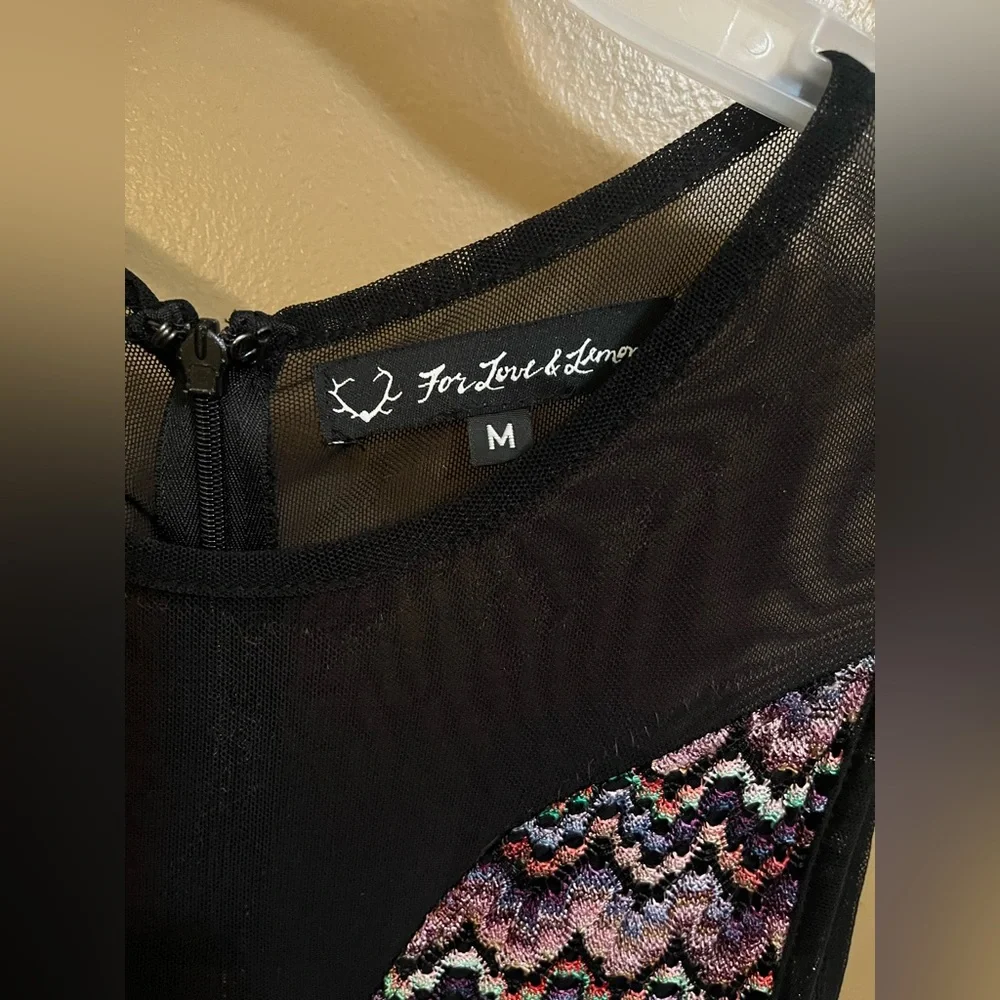 For Love & Lemons Lulu Mesh Zig Zag Mini Dress Size Medium - Picture 5 of 11